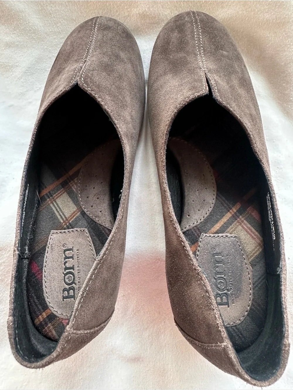 Born Women’s Dark Grey Suede Slip-On flats.